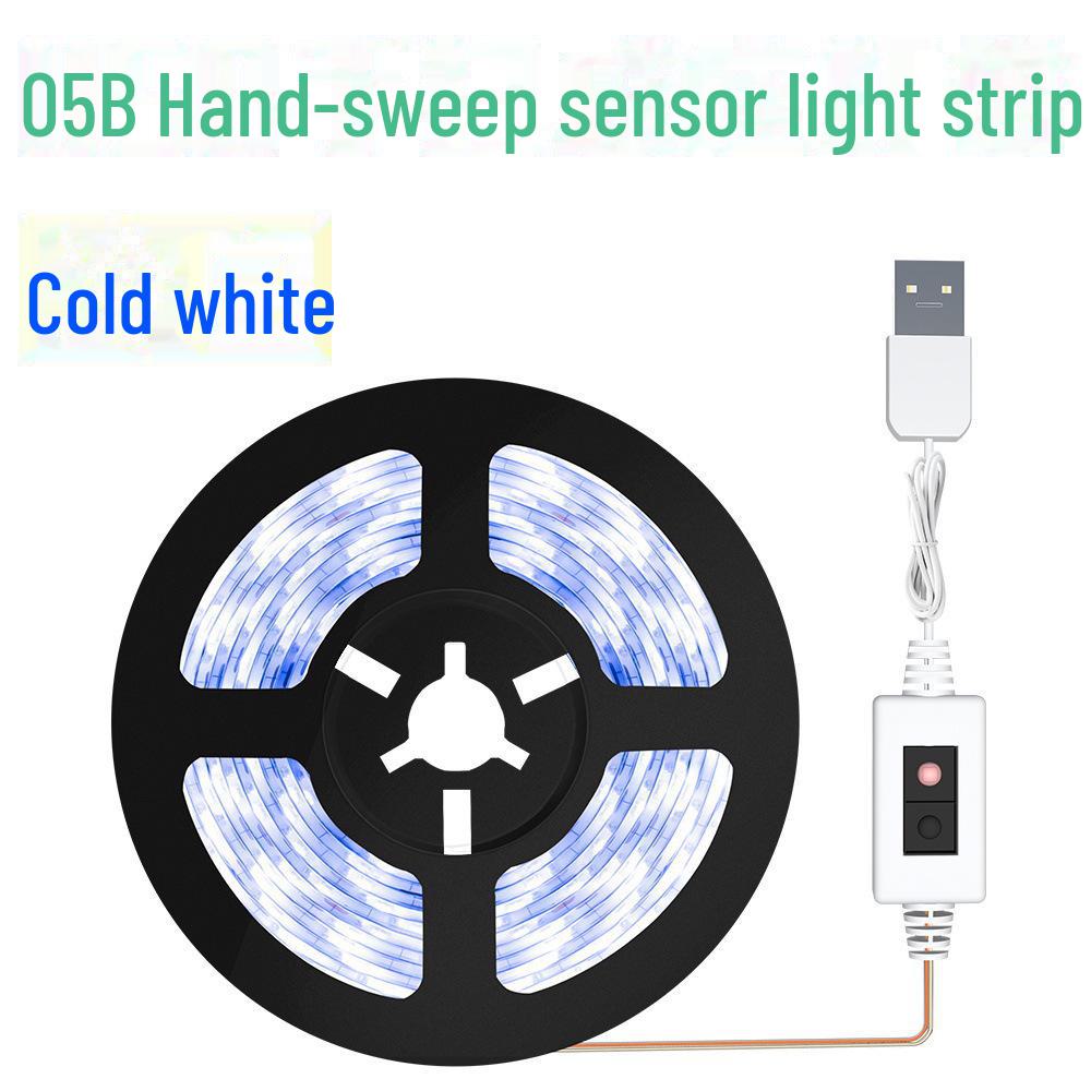Waterproof USB LED Light Strip with Hand-Sweep Sensor and Adhesive, 5V Monochrome 2835