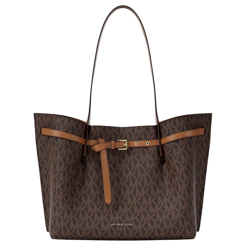 Michael Kors Emilia Classic Fashion Versatile Simple Commuting Practical Tote Bag Polyester Shoulder Bag Large Size Women's Brown