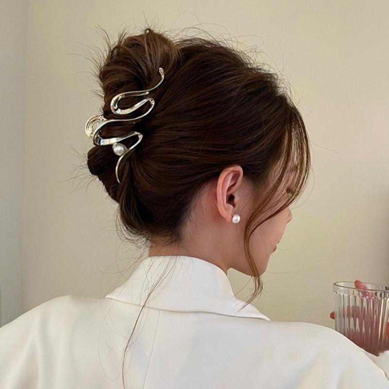 Pinces à Cheveux pour Femmes Vagues Pinces à Cheveux Métalliques à Pince pour Cheveux Fins Épais Accessoires pour Cheveux Antidérapants Pinces à Mâchoire à Tenue Forte