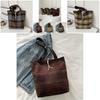 2024 New Korean Style Large Capacity Plaid Tote Bag Woolen Fabric Street Fashion Underarm Bag