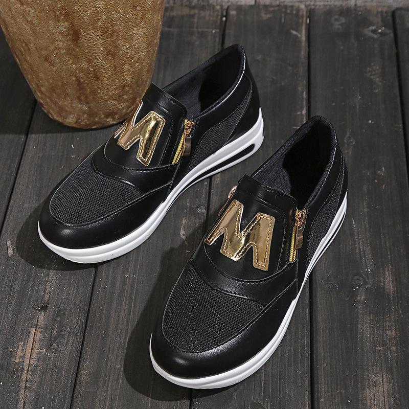 Новинка весни 2023 року великого розміру Спортивне взуття з плоскою нижньою стороною на блискавці Однотонне повсякденне спортивне взуття Легке та зручне