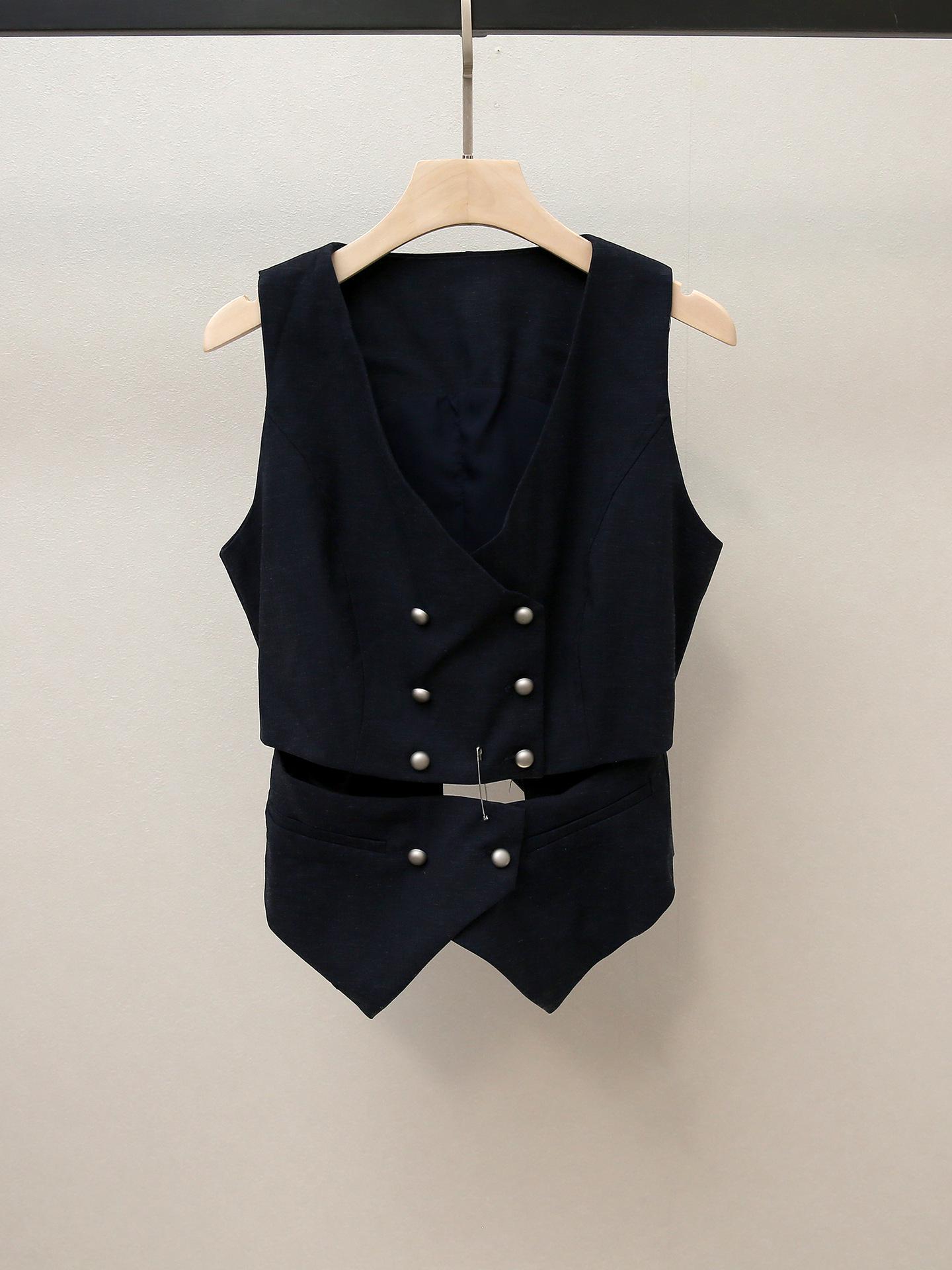 

Элегантный комплект из жилета с вырезами во французском стиле и брюк широкого кроя для женщин - Осенняя коллекция Large