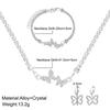Creative Rhinestone Butterfly Pendant Necklace Earring Bracelet 3 Piece Set Women Fashion Jewelry Gift