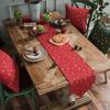 Cotton Linen Christmas Table Runner Gold Snowflake Print Cloth Xmas Wind Chimes Tablecloth for 4 6 8 Seat