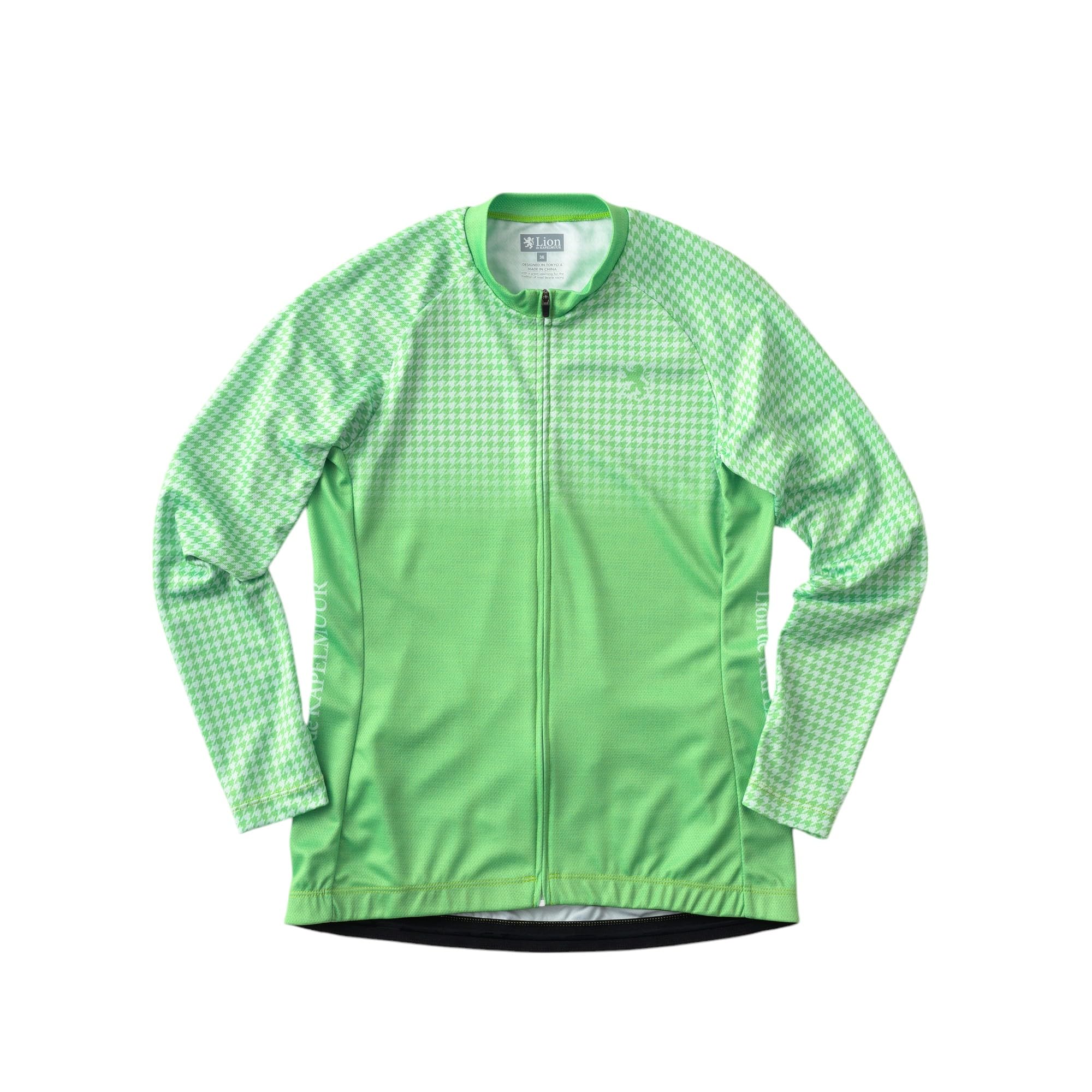

Kapelmuur Women s Printed Long Sleeve Cycling Jersey, Micro Houndstooth, Light Green, Size 38