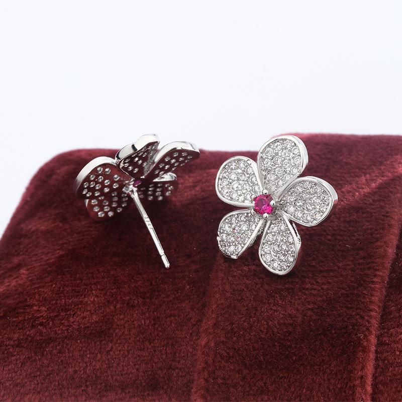 Hochwertige weiße Zirkon Platinrosa Vollzirkon Blumenstecker für Frauen Hochzeitsparty Verlobungsschmuck Geschenk