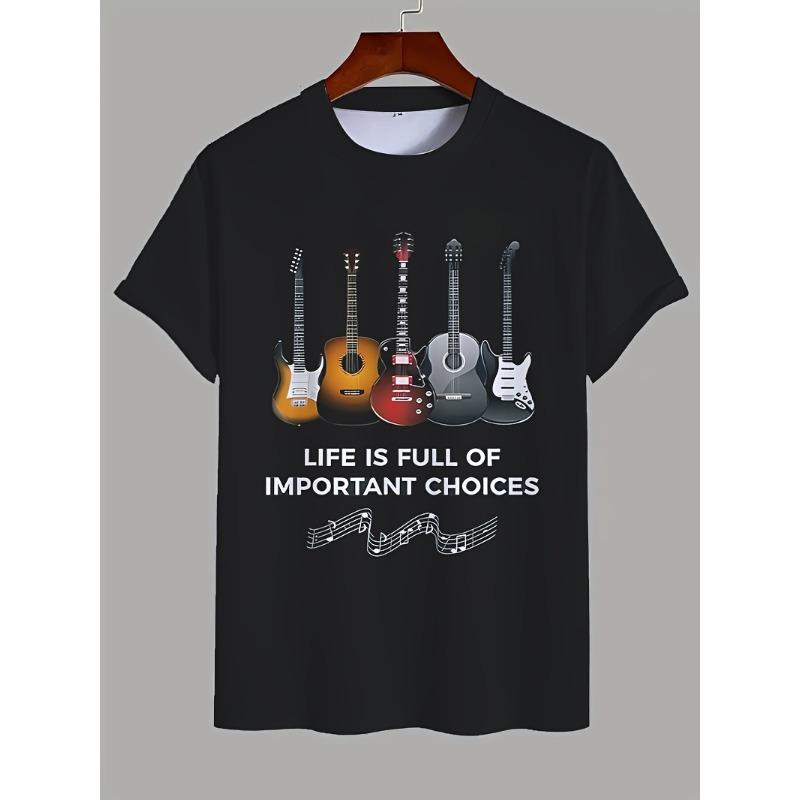 Hoch bewertetes 3D Herren Musikmuster Modisches, Cooles, Leichtes, Bequemes, Atmungsaktives Gewebe, Bequeme Passform, Lustiges Muster T-Shirt