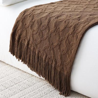 Chemin de lit tricoté nordique et plaid - Tissu doux, Écharpe décorative pour lit ou canapé
