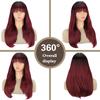 XINRAN Wig With Bangs Long Straight Wig Heat Resistant Synthetic Wig For Women Girls Daily Use Party Halloween Cosplay Wig