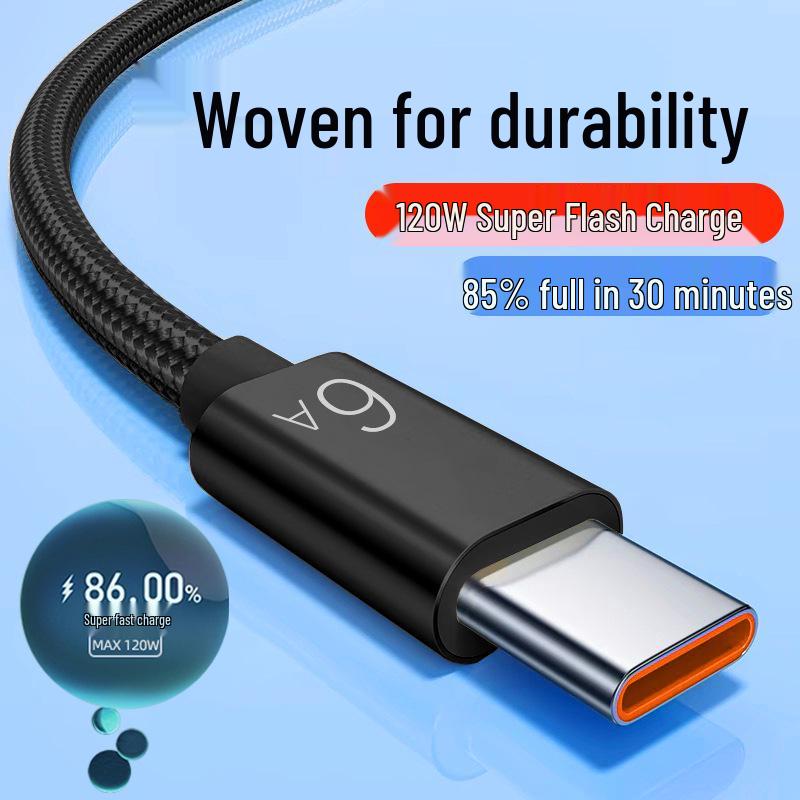 120W Super-Schnelllade-USB-C-Kabel für Huawei, Vivo, Oppo und Honor Mobiltelefone.