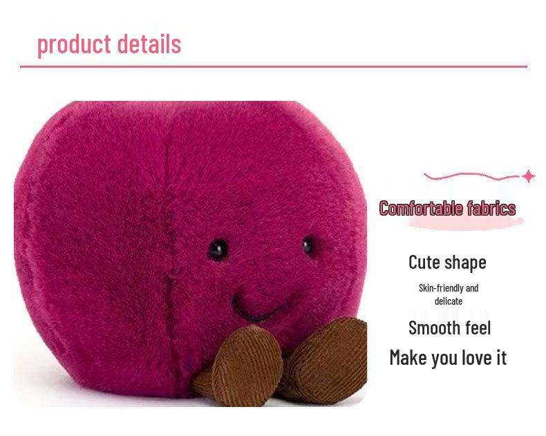 Cherry Peach Plush Toy - Cute Comfort Doll for Children