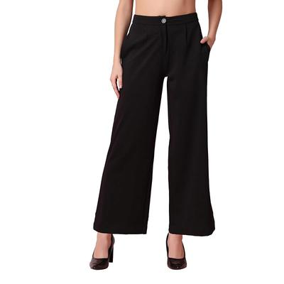 OOMPH! Women' Straight Fit Mid Rise Korean Trousers Trouser Pants for Women Elegant Workwear for Office, College & Even