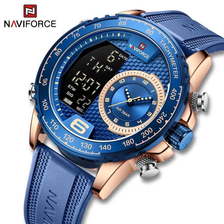 NAVIFORCE Orologio Uomo Militare Sportivo – Impermeabile 30m, Quarzo Giapponese, Cinturino In Pelle, Data E Giorno, Oro Rosa/Marrone
