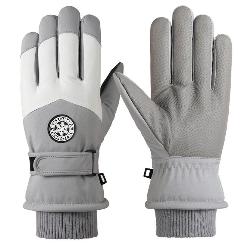 Winter Snowboard Ski Gloves Thermal Windproof PU Leather Non-slip Gloves Men Women Waterproof Motorcycle Cycling Warm Gloves