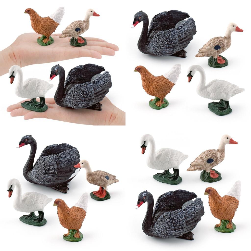 Pvc Farm Animal Decor Set With Realistic Swans Ducks And Chickens For Home Or Office Display
