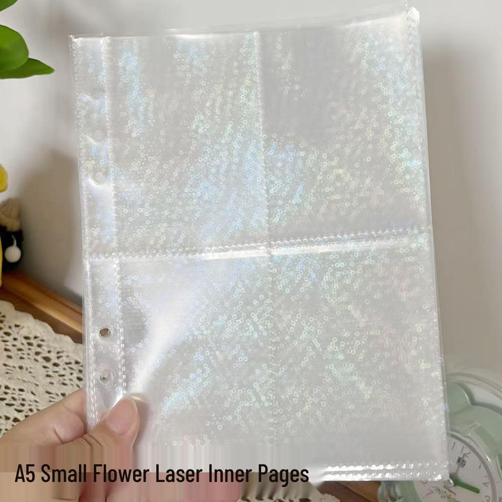 Xiaohongshu Stil Nische A5 Silber Kartenbinder: Lederalbum mit 4 Taschen zur Präsentation von Instax- und kleinen Karten