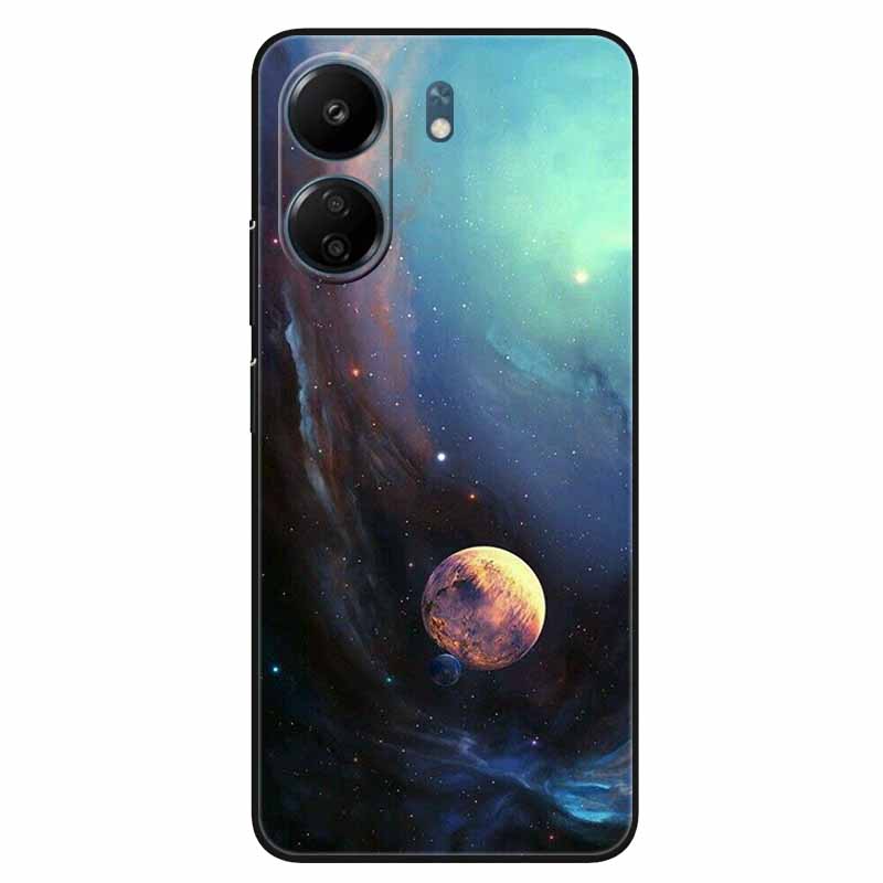 For Xiaomi Redmi 13C 4G Case Animals Painted Black Bumper Silicon TPU Coque for Redmi13C 4G 13 C Shockproof Covers Wolf Soft Bag