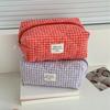 Quilted Cotton Ladies Small Storage Bags Purse Pillow Female Makeup Pouch Case Handbags Contrast Color Plaid Women Cosmetic Bag