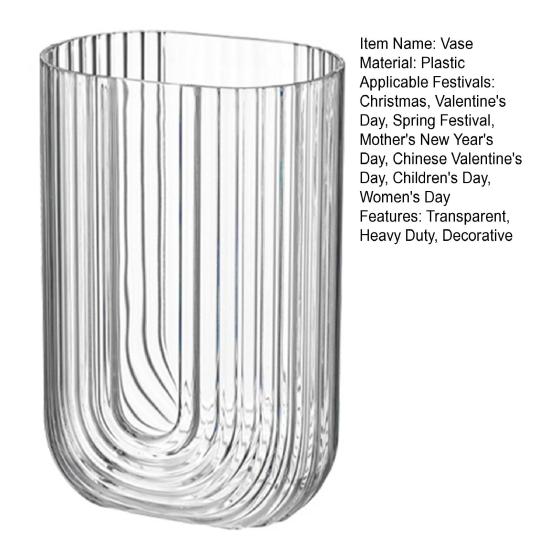 Transparent Plastic Flower Vase Heavy Duty Flower Holder Container Home Office Table Centerpiece Decorative Floral Plants Vase