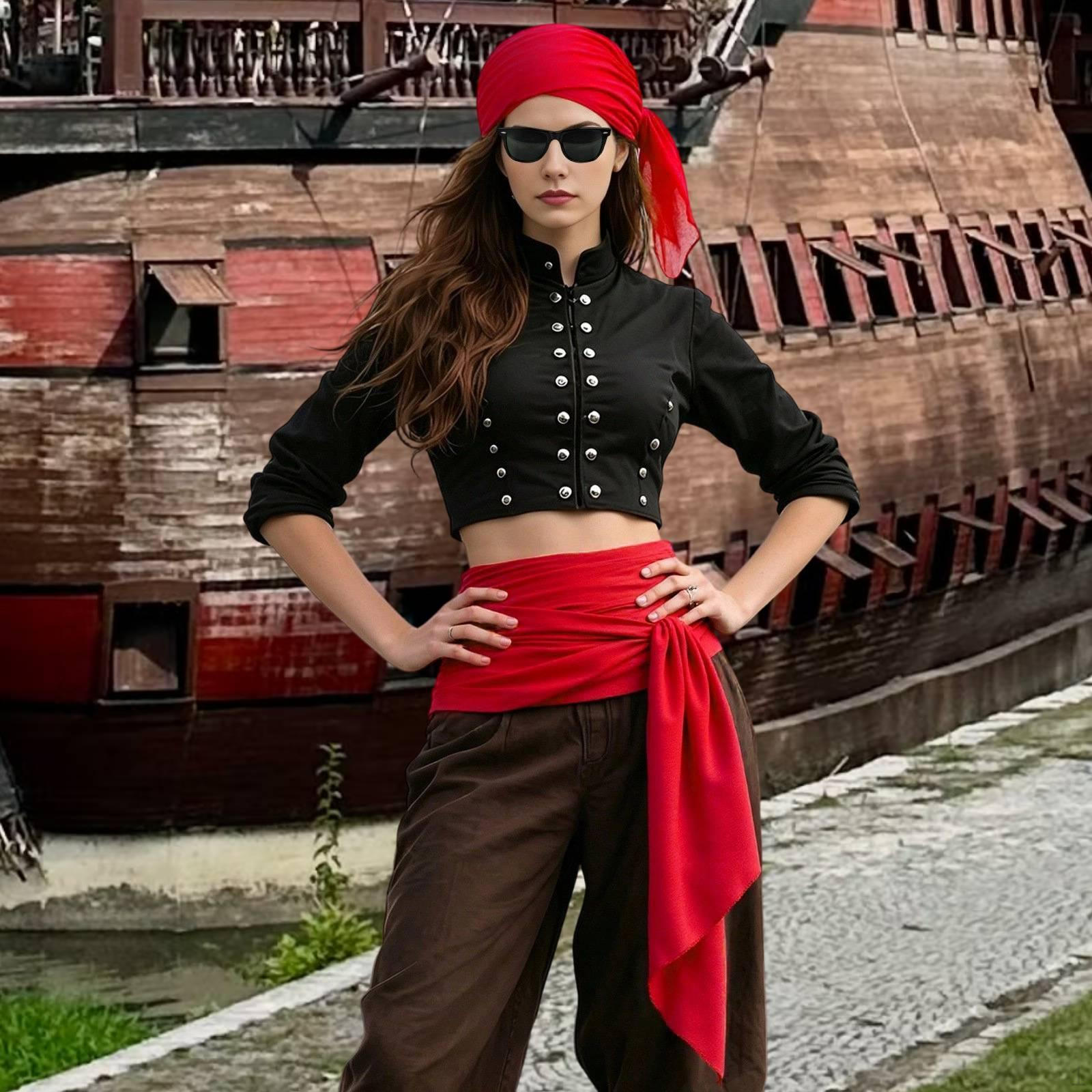 Pirate Costume Accessories Bandana for Role Playing Theme Party красный