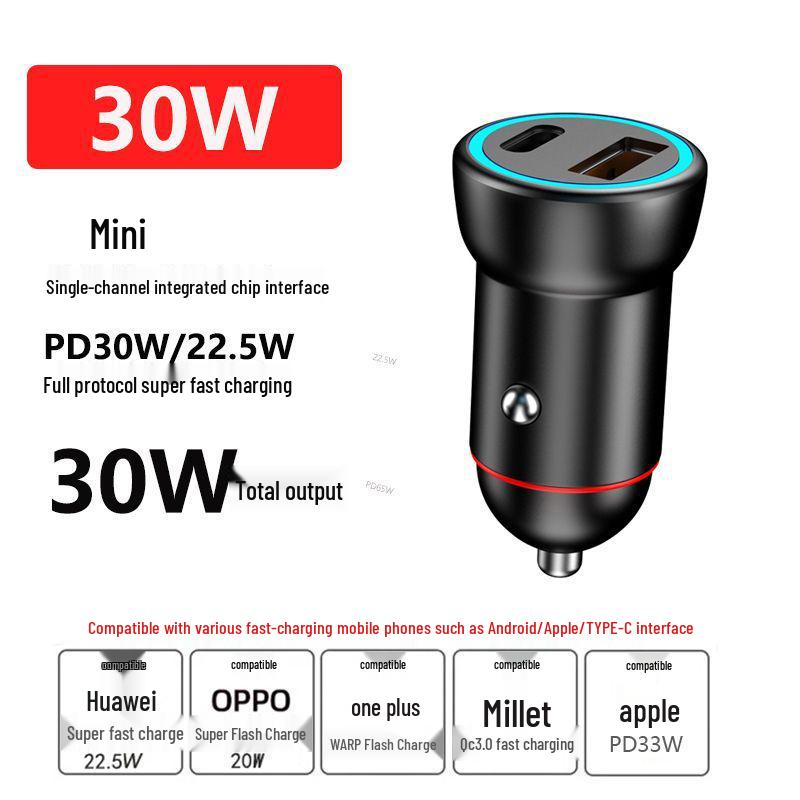 

65W PD Fast Charging Car Charger: Dual Port Cigarette Lighter with Apple PPS & Digital Display