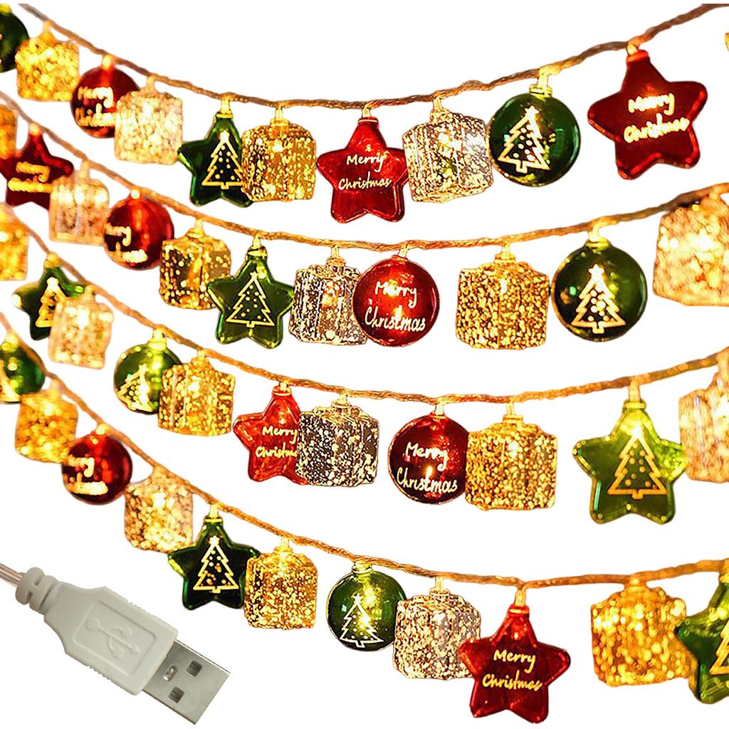 1.5M 10-Light Christmas String Lights for Holiday Decorations