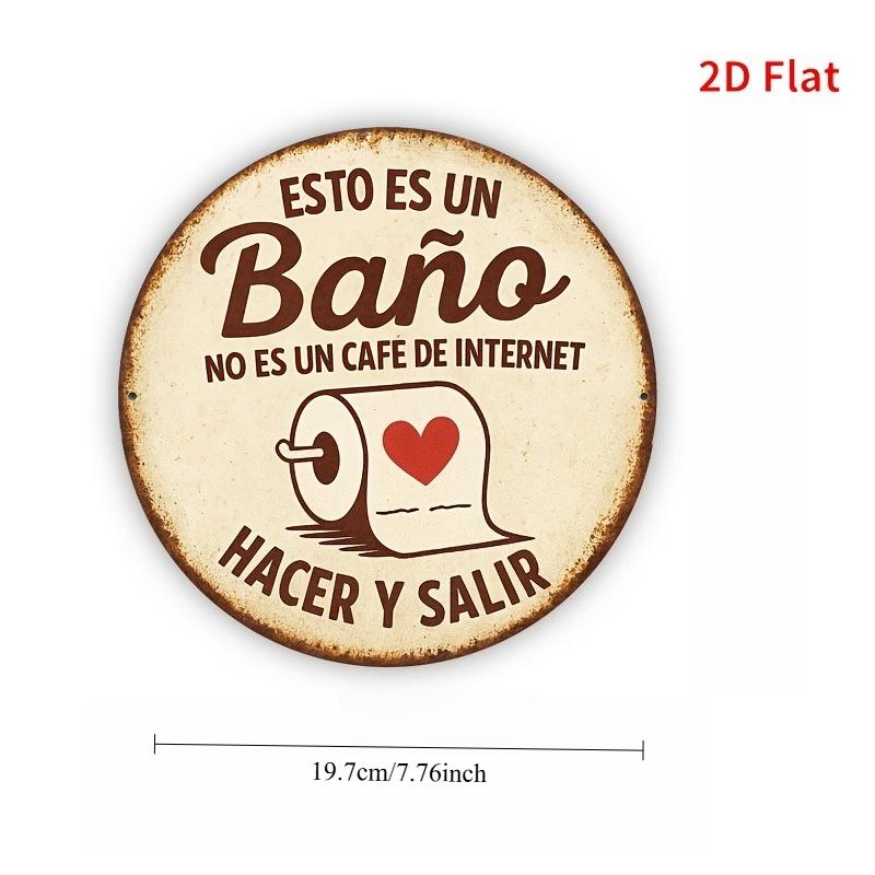 Vintage Rustic Esto Es Un Bao No Es Un Cafe De Internet Funny Spanish Restroom Retro D Flat Round Metal Tin Sign Wall Art Plaq