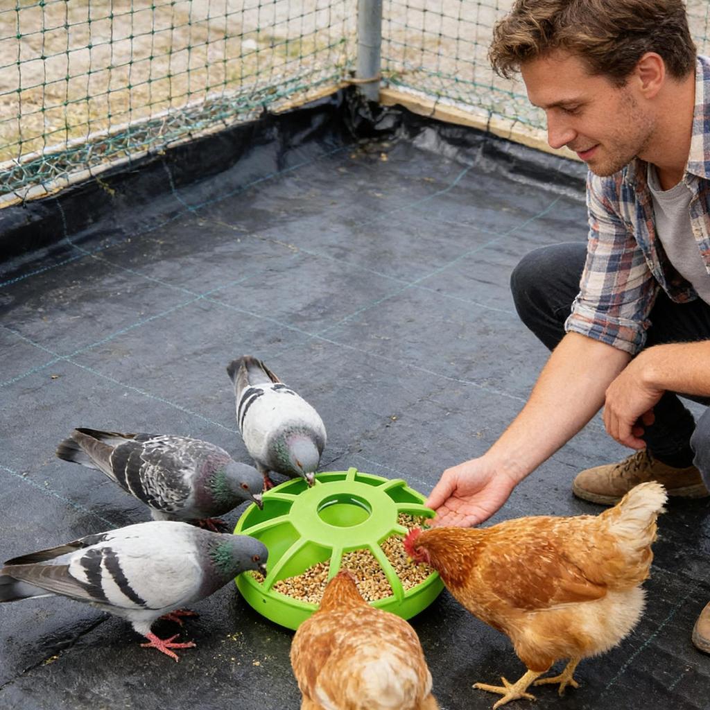 Chicken Feeder Spill Proof Non Slip UV Resistant Chicken Coop Feeder Food Storage for Parakeet Pigeon Quail Duck Home Cage