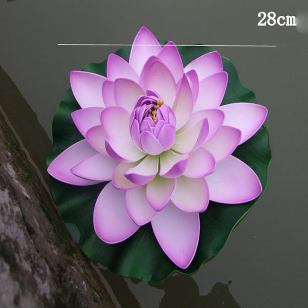 Large Floating Artificial Lotus Flowers for Ponds - 28cm Realistic Water Lily Pads Decor in White, Pink, Blue, Yellow Colors