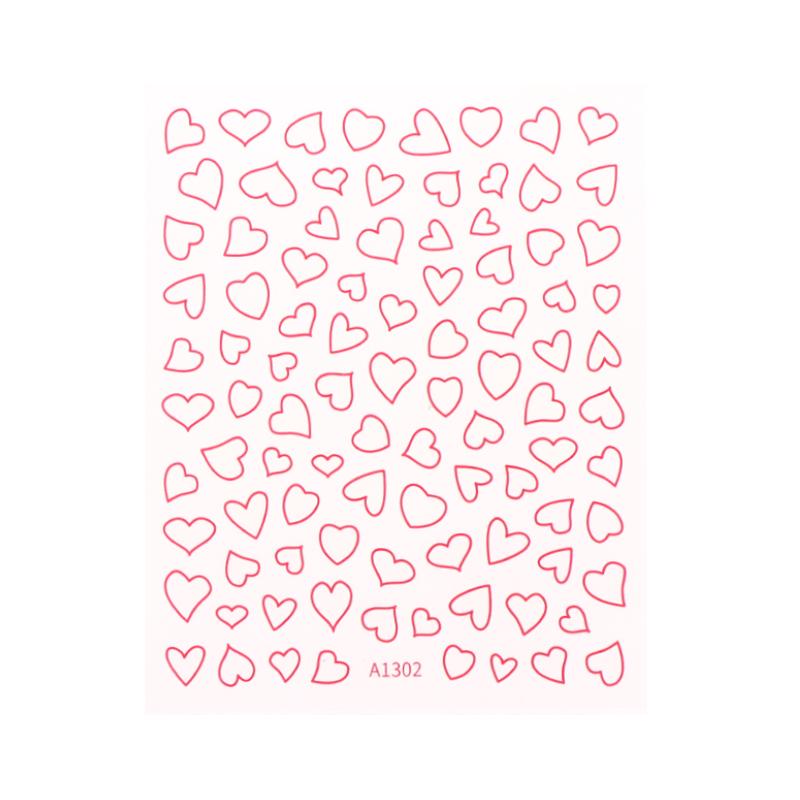Hollow Heart Sticker For Nail Gold Pink Love For Women Slider Nail Art Decoration Holographic Manicure Accessory
