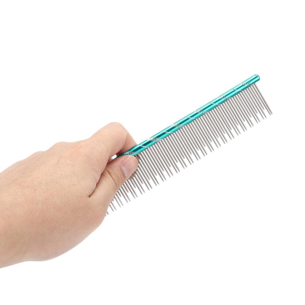 Dual Length Pins Cat Grooming Comb Anti-slip Handle Cat Deshedding Comb Ragdoll British Shorthair зелёный