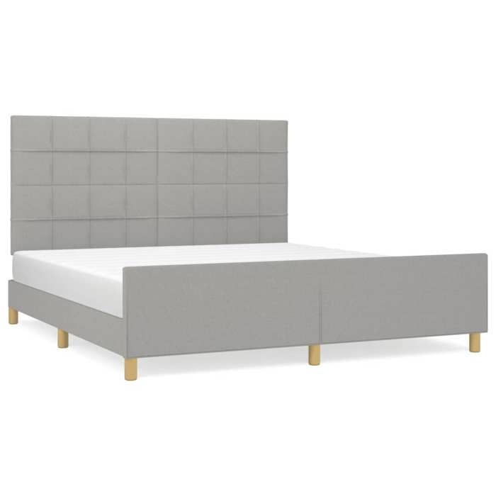 VidaXL Bed Frame with Headboard Light Grey 160x200 Cm Fabric3125065
