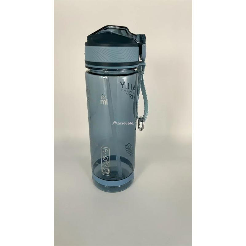 800 ml Sportwasserflasche mit Strohhalm für Camping Wandern Outdoor Kunststoff transparente BPA-freie Flasche für Männer Trinkgeschirr