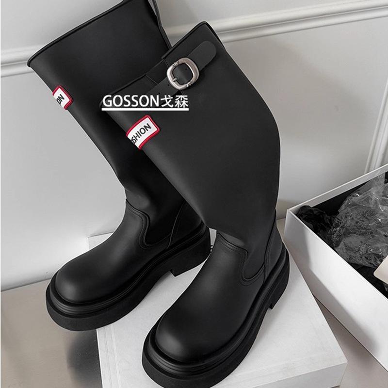 Niche Letters Thick-soled Heightened and Thin Tall Boots Women's Autumn and Winter British Style Fashion Spice Girl Sleeve Fashion Boots