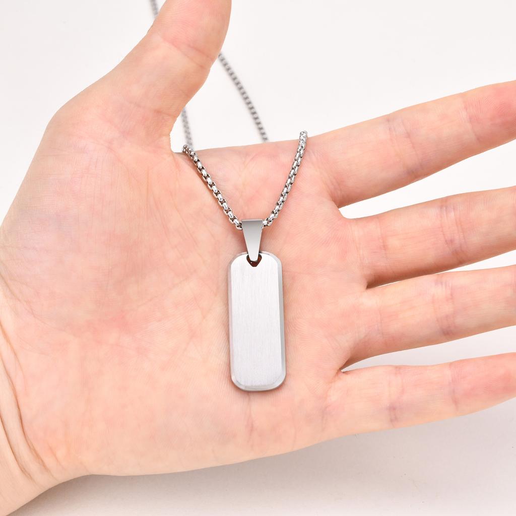 Collares Personalizados con Letra Inicial A-Z para Hombres Niños, Colgante de Barra Vertical de Acero Inoxidable Impermeable, Cadena de Caja 50/55/60cm
