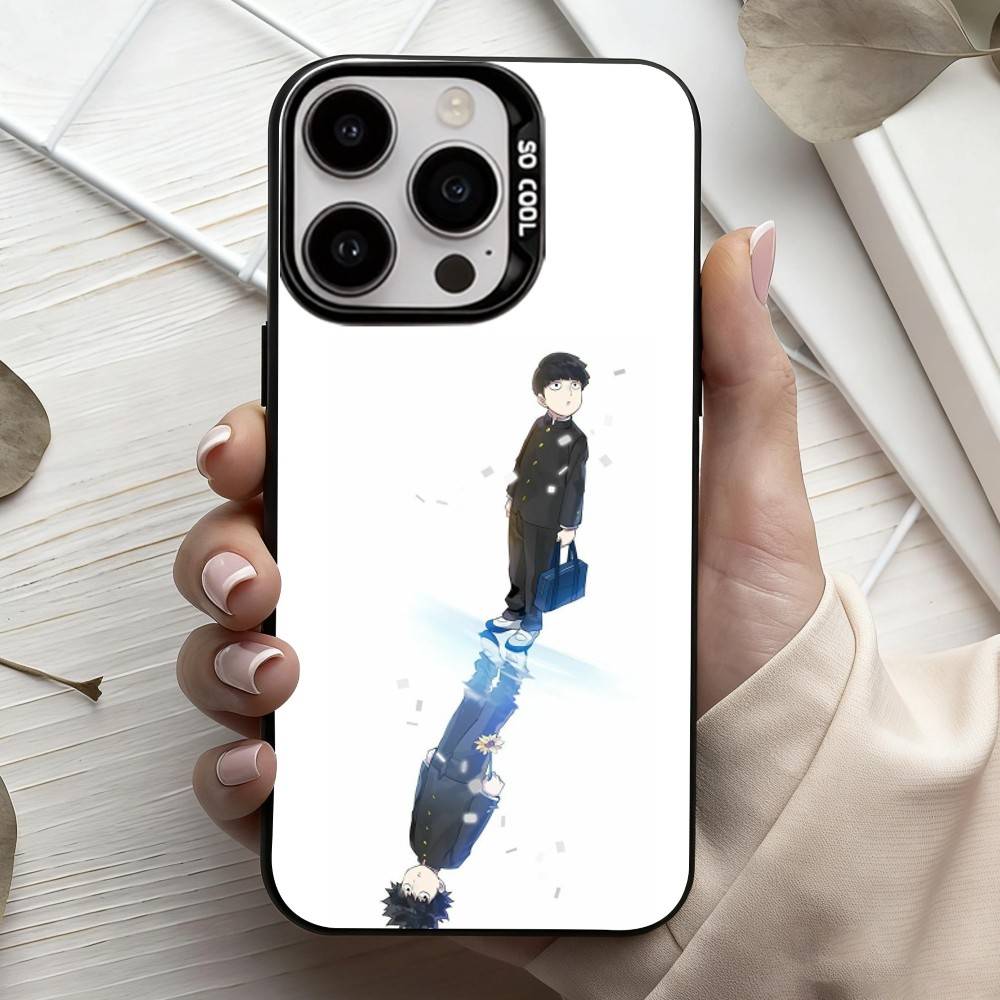 Anime m-Mob p-Psycho-o 100  Phone Case For iPhone17,16,15,14,13,12,11 Plus,Pro Max Black Candy Silver Phone Case