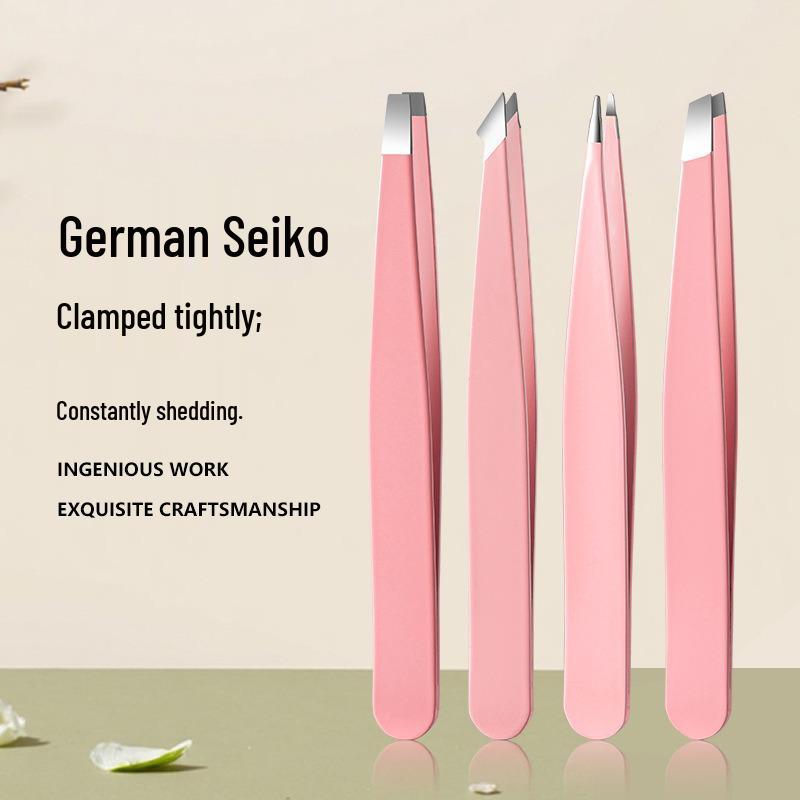 Stainless Steel Makeup Tool Set with Mirror: Eyebrow and False Eyelash Tweezers