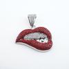 European and American Colored Diamond Sexy Biting Lips Hip Hop Personalized Creative Pendant Hip Hop Cuban Chain Necklace