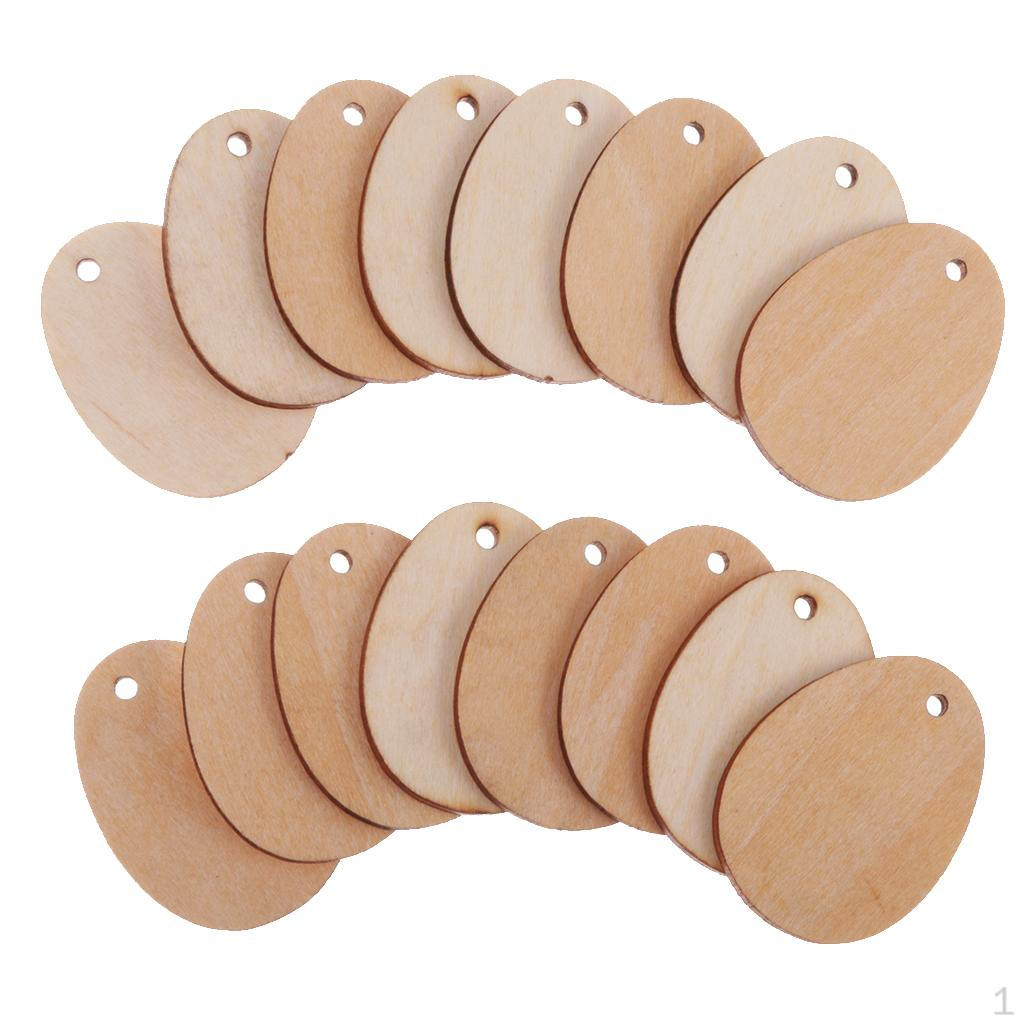 50x Wooden Shape Unfinished Egg Embellishments Wood for Crafts wi/ Hole 5cm