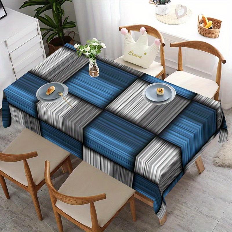Eine rechteckige Tischdecke in Blau, Weiß und Grau, geeignet für Küche, Esszimmer, Party und Heimdekorationzyc
