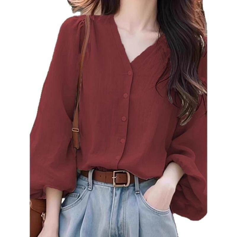 Women’s Cotton-Linen Blend Breathable Top for Fall Casual & Work - Minimalist Elegance