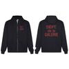 Graffiti Letter Print Hooded Sweatshirt Jacket Men Loose Fit Streetwear Long Sleeve Cotton Pullover