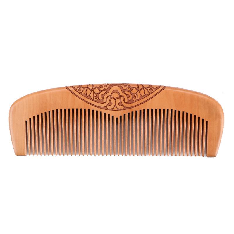 Engraved Extra Thick Dual-Sided Peach Wood Comb