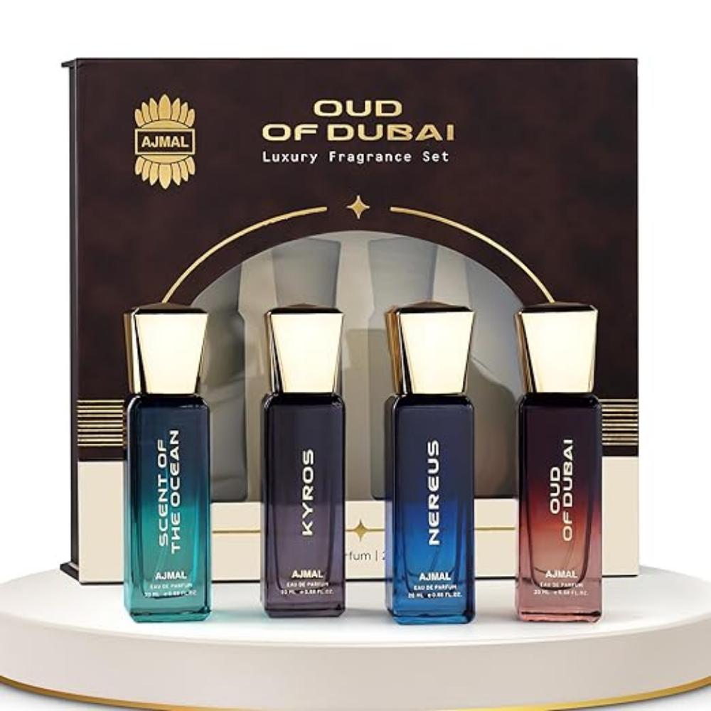 

Oud of Dubai Unisex Perfume Gift Set – 4 x 20ML EDP | Kyros, Scent of the Ocean, Nereus | Long-Lasting Luxury Fragrance for Men & Women 80 ML