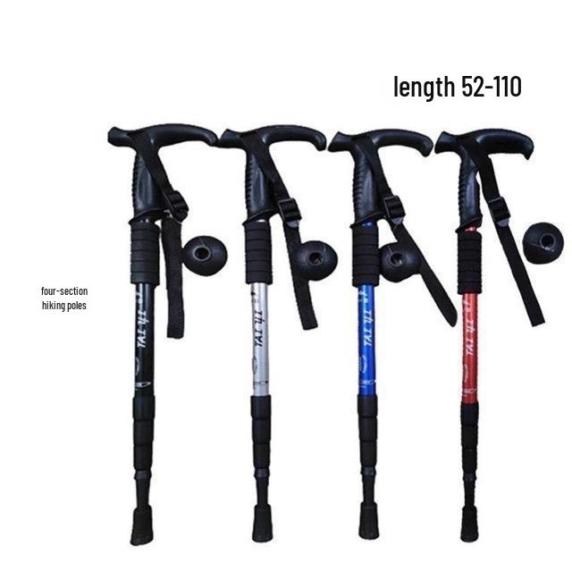 Aluminum Alloy Telescopic Trekking Poles with Shock Absorption and T-Handle