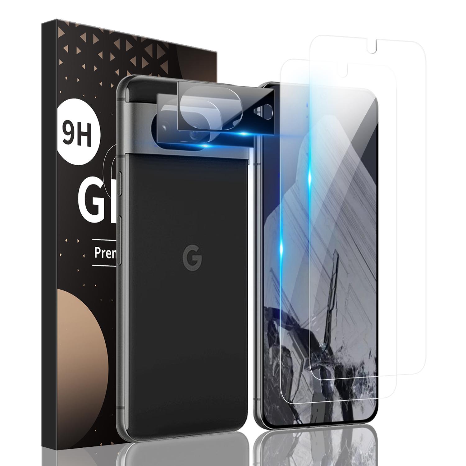 

For Google Pixel 8 2Pcs Screen Protector 9H Ultra Clear Film with 2Pcs Camera Lens Protector As Shown A