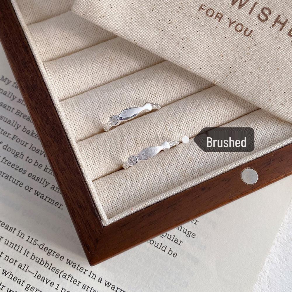 S999 Sterling Silver Elegant Fish Coin Zircon Women s Ring – Unique Luxury Design Adjustable Open Size