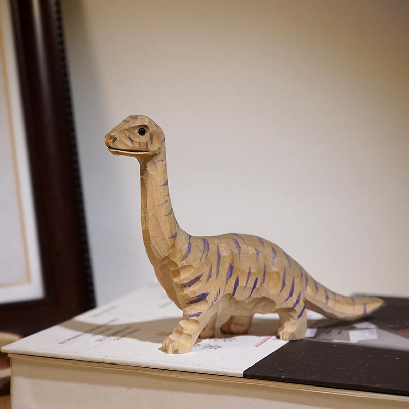 Brachiosaurus Handmade Wood Carving Dinosaur Animal Wood Sculpture Home Wood Decorations Desk Accessories Office Desk Ornament