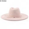 Fascinators Pink Fedoras Hat For Women's Elegant Lady Wedding Party Dress Hats 9.5CM Wide Brim Panama Jazz Cap