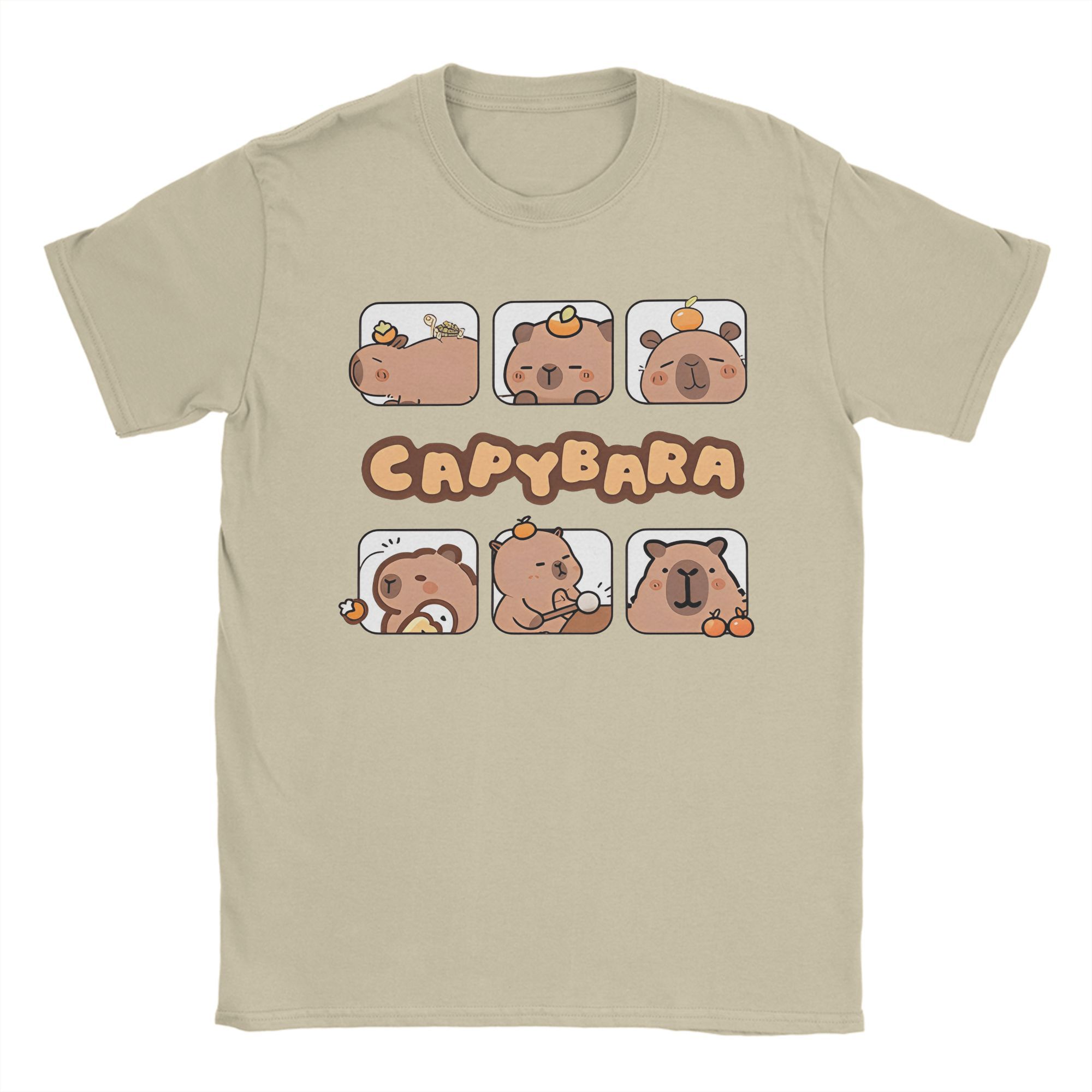 

Capybara T Shirt Men Pure Cotton Novelty T-Shirts Round Neck Tees Short Sleeve Clothing Plus Size 3XL